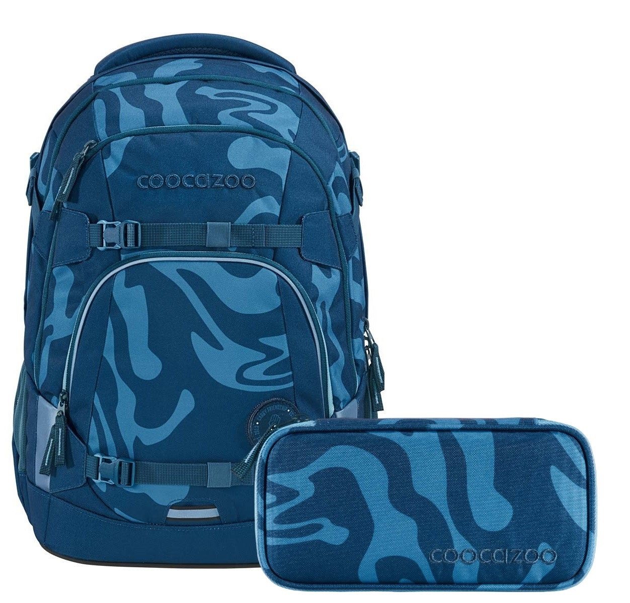 coocazoo Schulranzen Schulrucksack-Set MATE Breaking Waves 2-teilig (Rucksack, Mäppchen), ergonomisch, reflektiert, Körpergröße: 135 - 180 cm von coocazoo