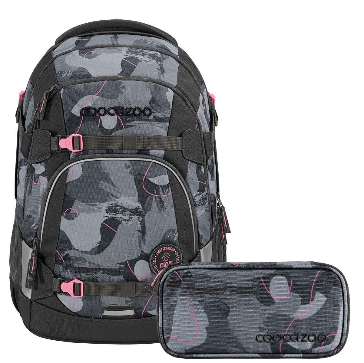 coocazoo Schulranzen Schulrucksack-Set MATE Bubble Brush 2-teilig (Rucksack, Mäppchen), ergonomisch, reflektiert, Körpergröße: 135 - 180 cm von coocazoo