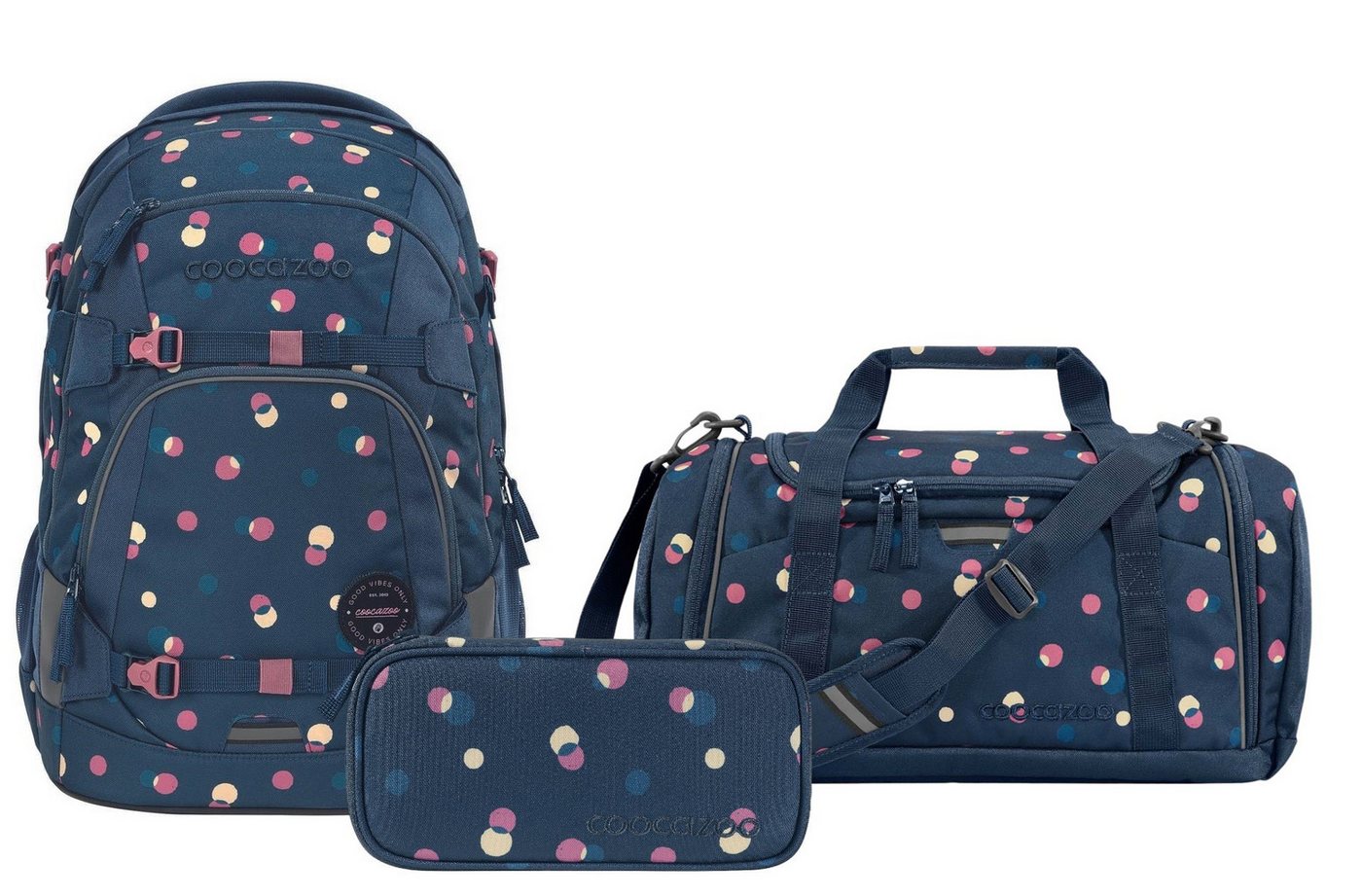 coocazoo Schulranzen Schulrucksack-Set MATE Bubble Dreams 3-teilig (Rucksack, Mäppchen, Sporttasche), ergonomisch, reflektiert, Körpergröße: 135 - 180 cm von coocazoo