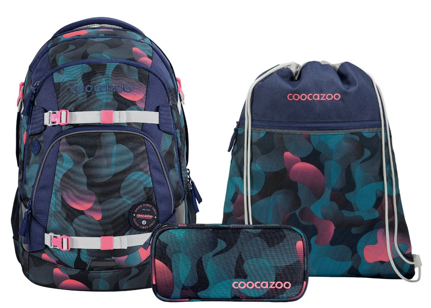 coocazoo Schulranzen Schulrucksack-Set MATE Cloudy Peach 3-teilig (3-teilig), ergonomisch, reflektiert, Körpergröße: 135 - 180 cm von coocazoo