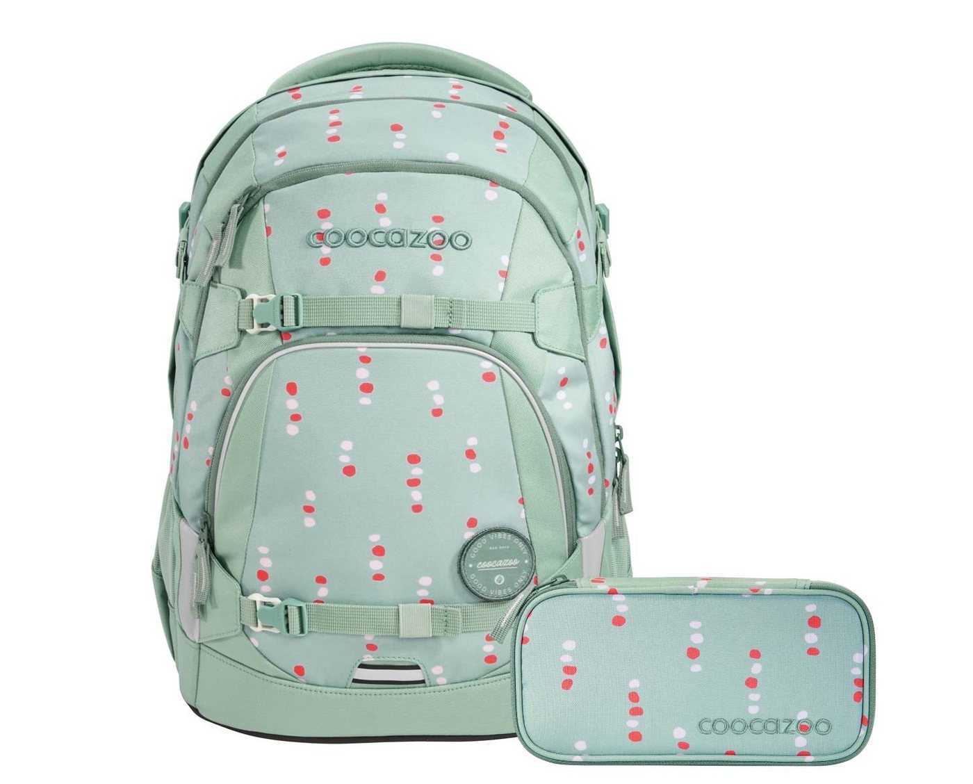 coocazoo Schulranzen Schulrucksack-Set MATE Dancing Dots 2-teilig (2-teilig), ergonomisch, Körpergröße: 135 - 180 cm, Easy-Grow-System von coocazoo