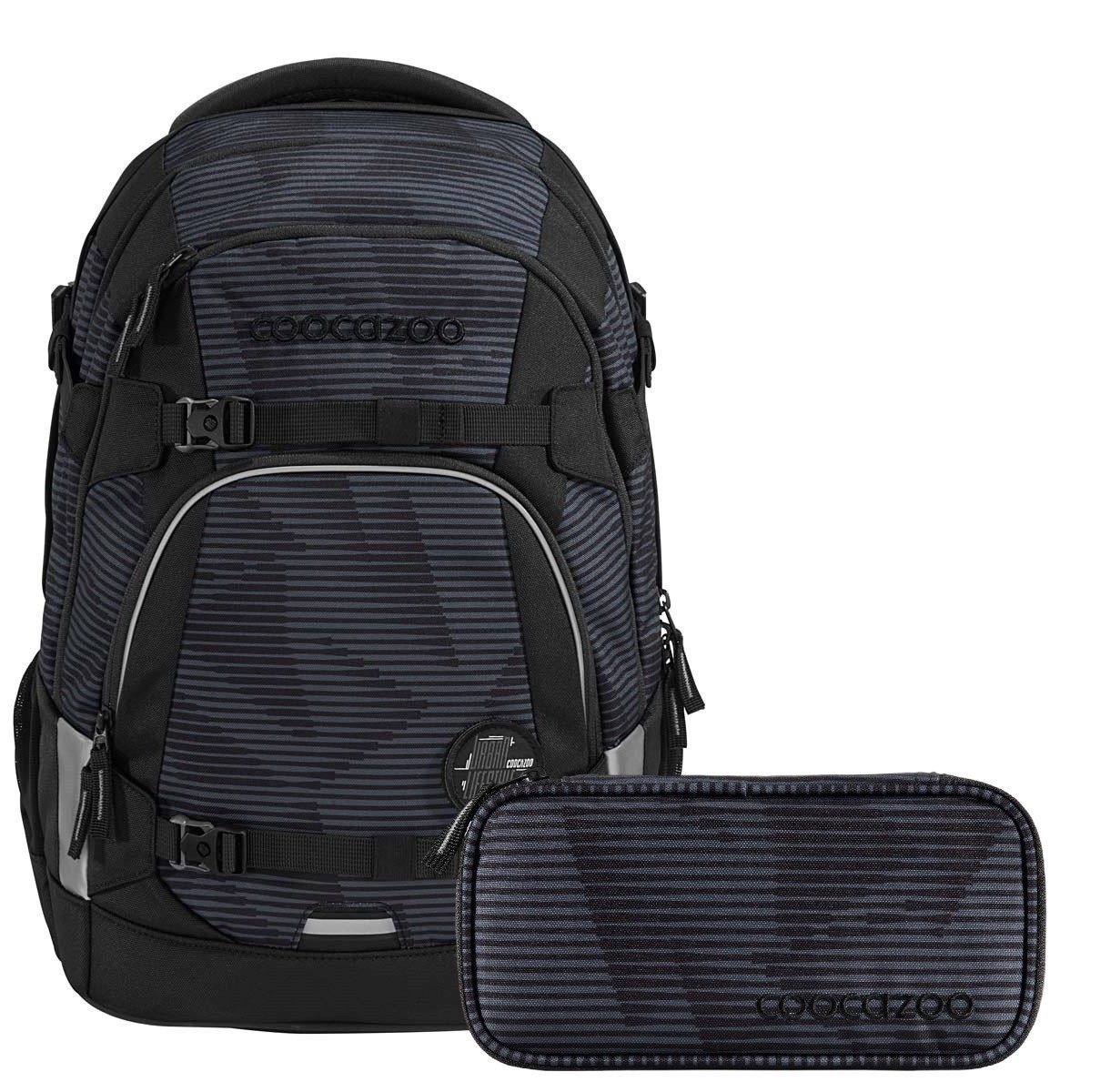 coocazoo Schulranzen Schulrucksack-Set MATE Dark Mission 2-teilig (Rucksack, Mäppchen), ergonomisch, reflektiert, Körpergröße: 135 - 180 cm von coocazoo