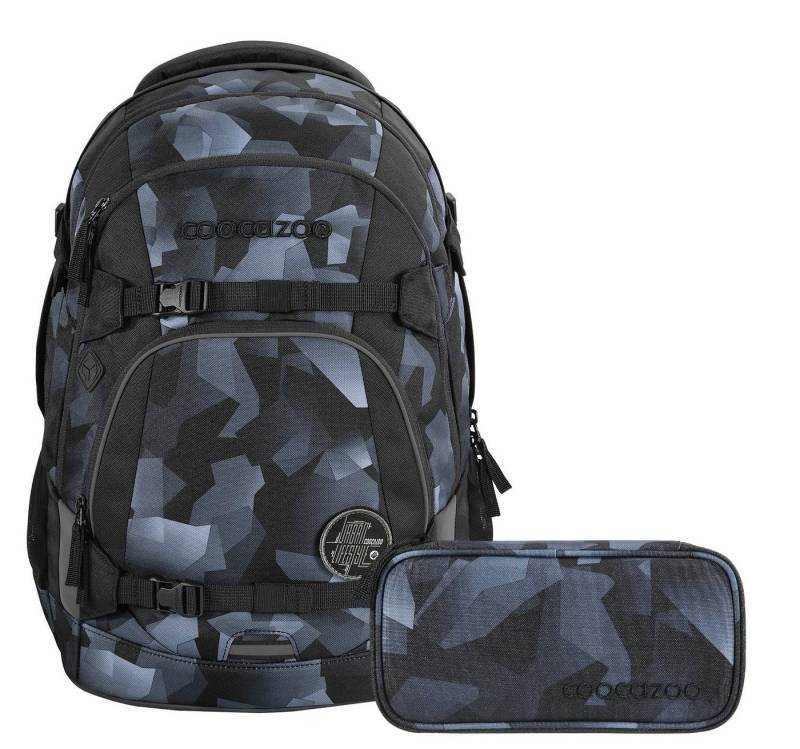 coocazoo Schulranzen Schulrucksack-Set MATE Grey Rocks 2-teilig (Rucksack, Mäppchen), ergonomisch, reflektiert, Körpergröße: 135 - 180 cm von coocazoo