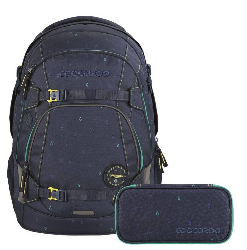 coocazoo Schulranzen Schulrucksack-Set MATE Happy Raindrops 2-teilig (Rucksack, Mäppchen), ergonomisch, reflektiert, Körpergröße: 135 - 180 cm von coocazoo