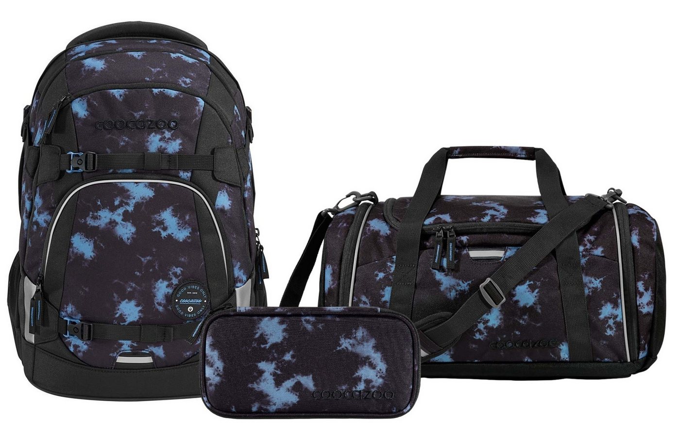 coocazoo Schulranzen Schulrucksack-Set MATE Midnight Dust 3-teilig (Rucksack, Mäppchen, Sporttasche), ergonomisch, reflektiert, Körpergröße: 135 - 180 cm von coocazoo