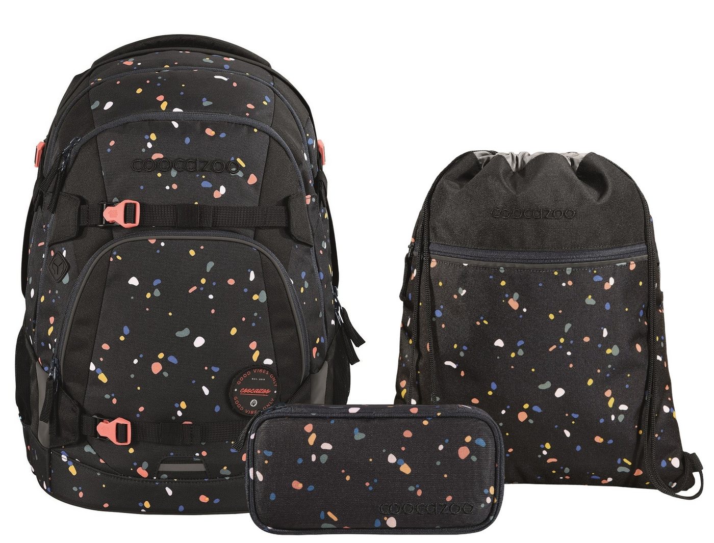 coocazoo Schulranzen Schulrucksack-Set MATE Sprinkled Candy 3-teilig (3-teilig), ergonomisch, reflektiert, Körpergröße: 135 - 180 cm von coocazoo