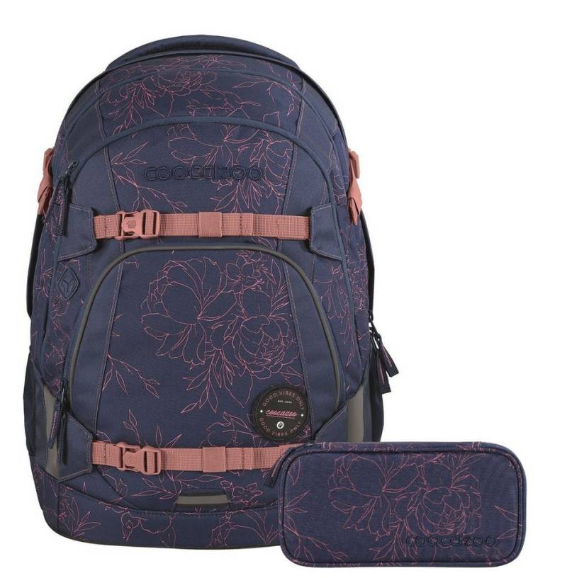 coocazoo Schulranzen Schulrucksack-Set MATE Sweet Rose 2-teilig (Rucksack, Mäppchen), ergonomisch, reflektiert, Körpergröße: 135 - 180 cm von coocazoo