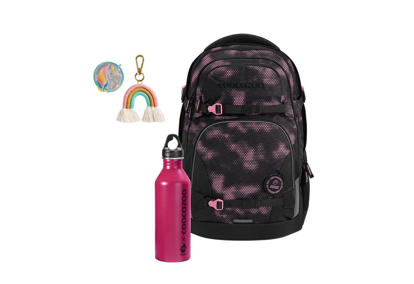 coocazoo Schulranzen Schulrucksack-Set PORTER, Trinkflasche COLOUR UP (3-tlg) von coocazoo
