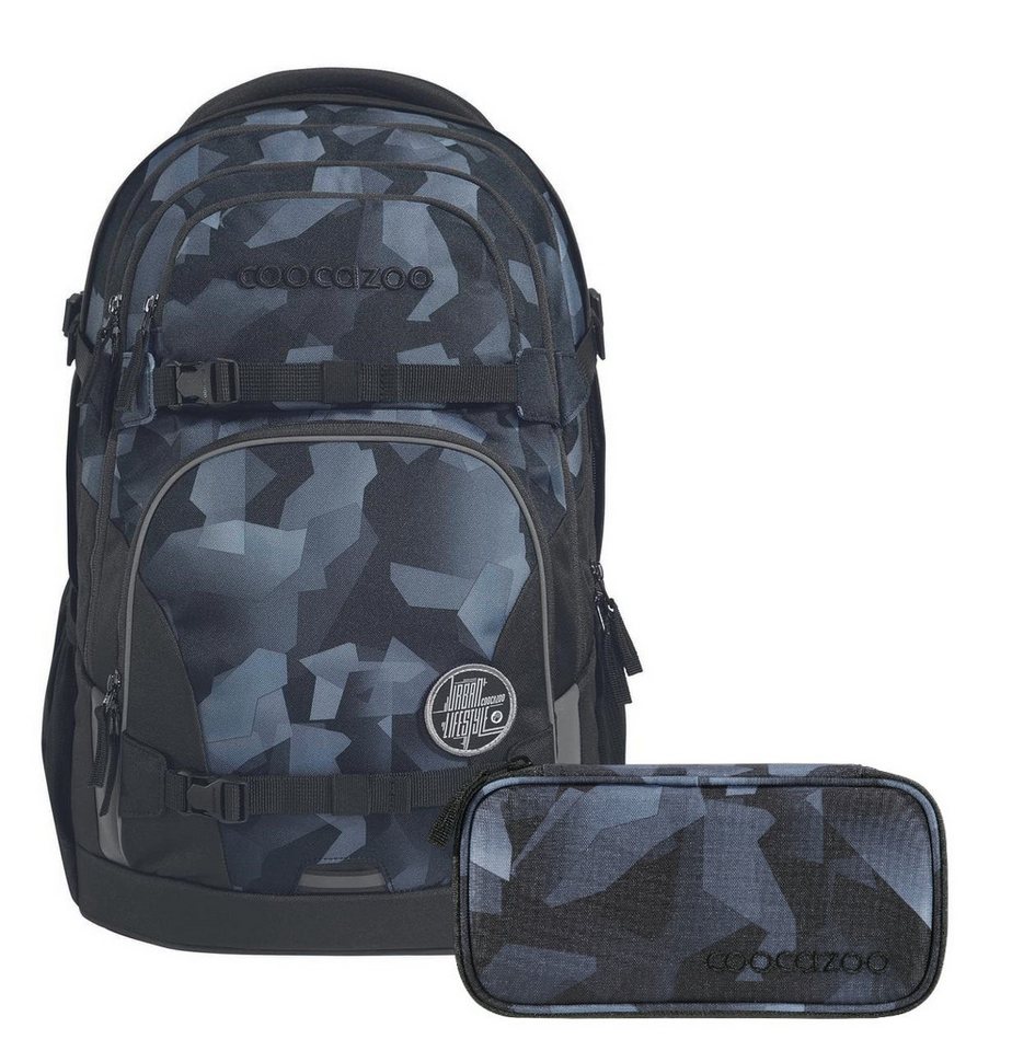 coocazoo Schulranzen Schulrucksack-Set PORTER Grey Rocks 2-teilig (2-teilig), ergonomisch, Körpergröße: 135 - 180 cm, reflektiert von coocazoo