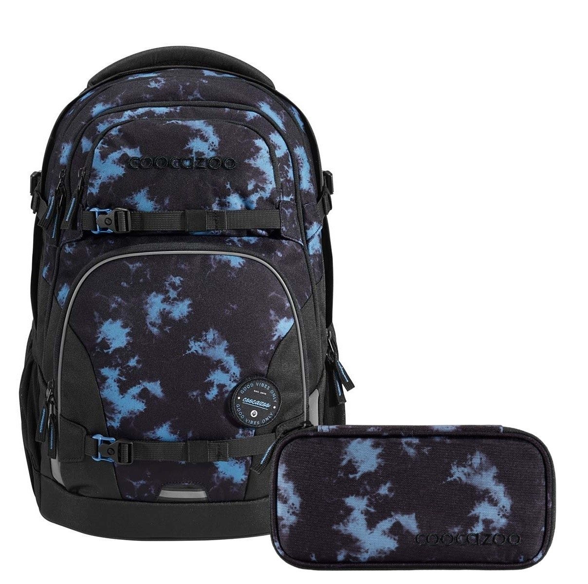 coocazoo Schulranzen Schulrucksack-Set PORTER Midnight Dust 2-teilig (Rucksack, Mäppchen), ergonomisch, Körpergröße: 135 - 180 cm, reflektiert von coocazoo