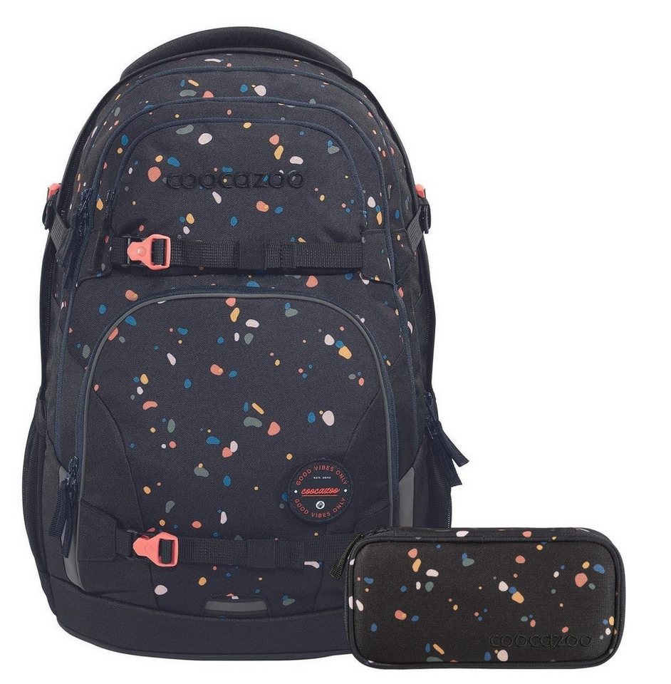 coocazoo Schulranzen Schulrucksack-Set PORTER Sprinkled Candy 2-teilig (Rucksack, Mäppchen), ergonomisch, Körpergröße: 135 - 180 cm, reflektiert von coocazoo