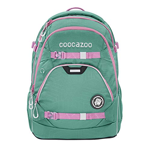 Coocazoo Schulrucksack ScaleRale Springman grün-rosa, ergonomischer Tornister, höhenverstellbar mit Brustgurt und Hüftgurt für Mädchen ab der 5. Klasse, 30 Liter von Coocazoo