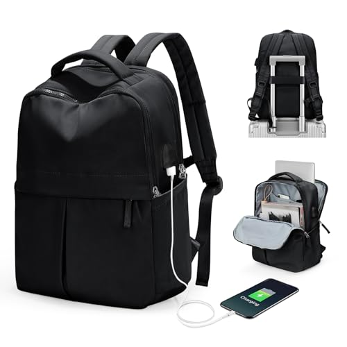 coofay Schulrucksack Rucksack Wasserdicht Herren Schule Teenager Laptop Rucksack Damen Elegant Wanderrucksack Travel Backpack Arbeitstasche Sportrucksack Wasserdicht Rucksack mit Laptopfach Schwarz von coofay