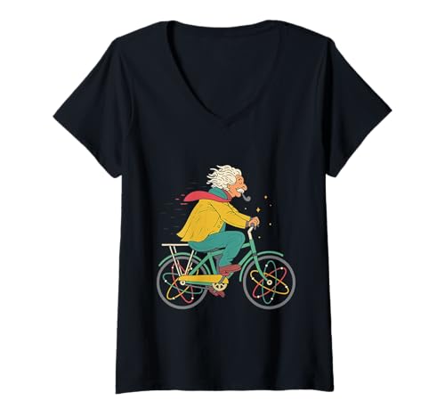 Damen Atomic Bicycle Funny Science Professor Physik Chemie T-Shirt mit V-Ausschnitt Damen Atomic Bicycle Funny Science Professor Physik Chemie T-Shirt mit V-Ausschnitt von cool Atomic Motion tee