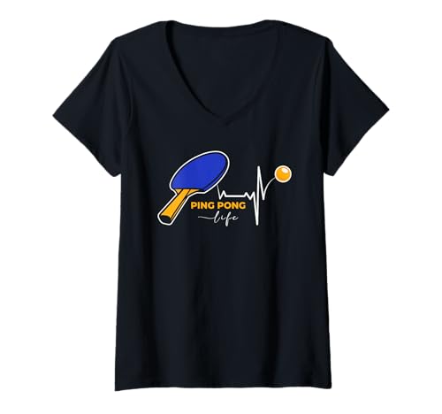 Damen Ping Pong Tischtennis Leben Herzschlag Puls Cool Ping Pong T-Shirt mit V-Ausschnitt Damen Ping Pong Tischtennis Leben Herzschlag Puls Cool Ping Pong T-Shirt mit V-Ausschnitt von cool Ping Pong Table Tennis life Heartbeat pulse