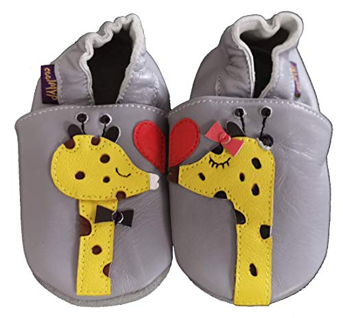 coolMYP© Baby weiche Lammlederschuhe Krabbelschuhe Lederpuschen Kuss-Giraffe Design von Kind (Numeric_19_Point_5) von coolMYP