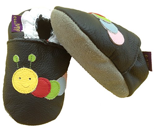 coolMYP©chromfreie Krabbelschuhe, Baby Schuhe, Lederschuhe ohne Chrom, Lernlaufschuhe (XL, schwarz-Raupe) von coolMYP