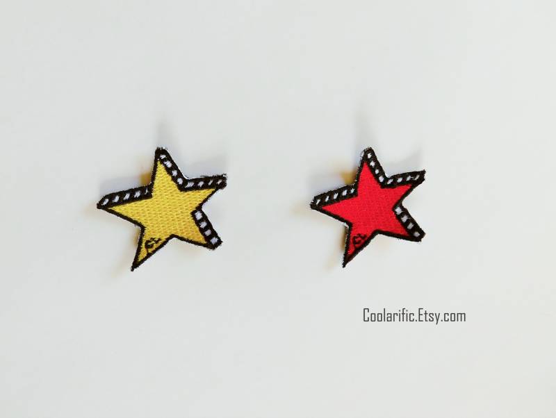Stern 3, 5 cm Sticker Patch Stickapplikation in Rot Oder Gelb von coolarific