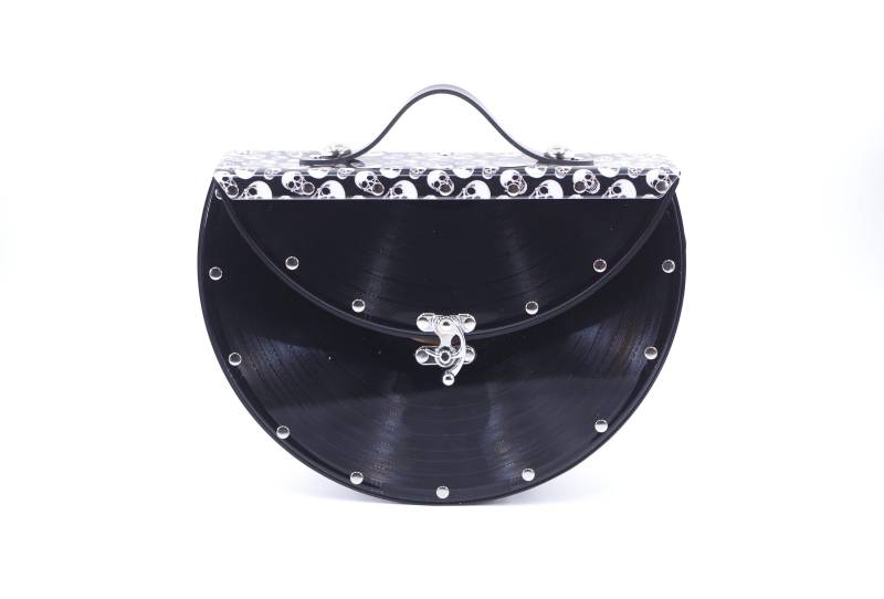 Lp-Tasche Mit Klappe Weiß-Schwarz Totenkopf von coolberc