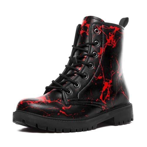 coolcustomize Damen-Kampfstiefel mit Blutspritzer-Design, Punk-Plateaustiefel mit blutigem Muster für Freizeitkleidung und Alltagsoutfits von coolcustomize