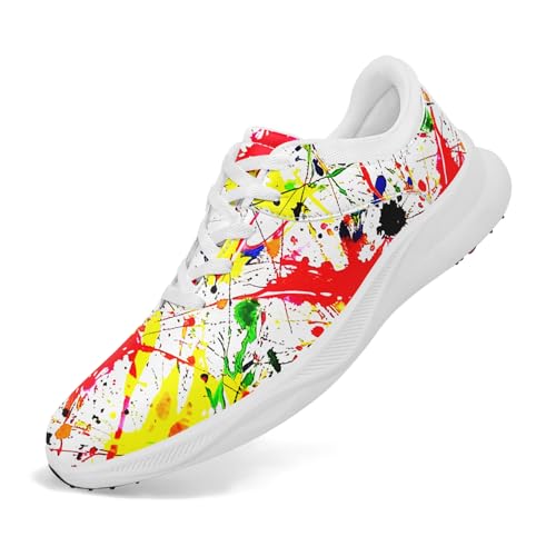 coolcustomize Graffiti Spikeless Golfschuhe für Herren Damen Atmungsaktive wasserdichte Trainer mit Hinterlüftung Leichte Sportsneaker von coolcustomize