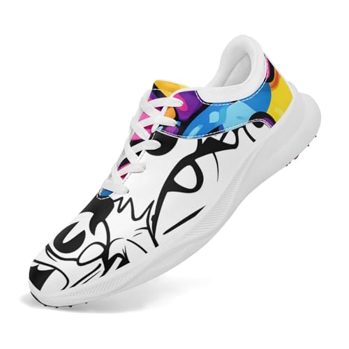 coolcustomize Graffiti Spikeless Golfschuhe für Herren Damen Atmungsaktive wasserdichte Trainer mit Hinterlüftung Leichte Sportsneaker von coolcustomize