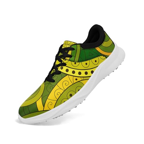 coolcustomize Herren & Damen Golfschuhe – Bunte Mandala-Prints – Atmungsaktive Spikeless Sneaker – Stilvoll & Bequem – Schnürschuhe für Golf & Freizeit von coolcustomize