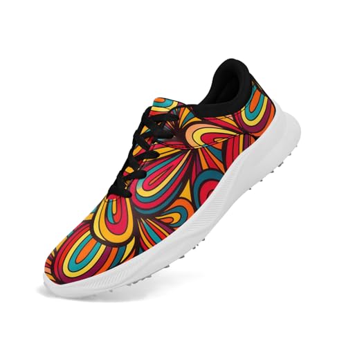 coolcustomize Herren & Damen Golfschuhe – Bunte Mandala-Prints – Atmungsaktive Spikeless Sneaker – Stilvoll & Bequem – Schnürschuhe für Golf & Freizeit von coolcustomize