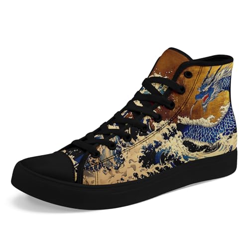 coolcustomize High-Top-Schuhe aus Canvas mit Drachen-Print für Herren, Anime-inspirierte Mode-Sneaker für Streetwear, Freizeitkleidung, Trendige Outfits von coolcustomize