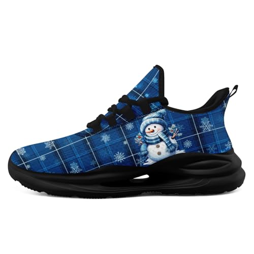coolcustomize Laufschuhe Damen & Herren – Karo-Design mit Wintermotiv leichte atmungsaktive Mesh-Sneaker für Jogging/Walking/Fitness/Alltag von coolcustomize