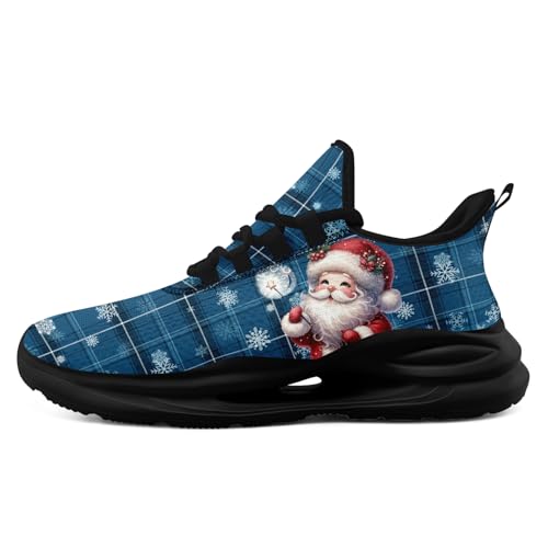 coolcustomize Laufschuhe Damen & Herren – Karo-Design mit Wintermotiv leichte atmungsaktive Mesh-Sneaker für Jogging/Walking/Fitness/Alltag von coolcustomize