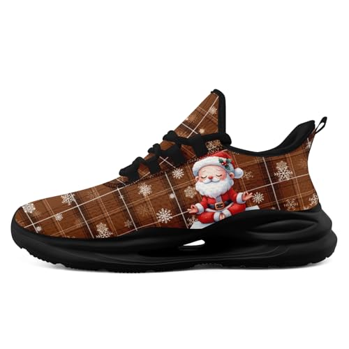 coolcustomize Laufschuhe Damen & Herren – Karo-Design mit Wintermotiv leichte atmungsaktive Mesh-Sneaker für Jogging/Walking/Fitness/Alltag von coolcustomize