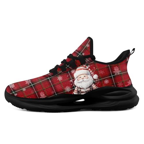 coolcustomize Laufschuhe Damen & Herren – Karo-Design mit Wintermotiv leichte atmungsaktive Mesh-Sneaker für Jogging/Walking/Fitness/Alltag von coolcustomize