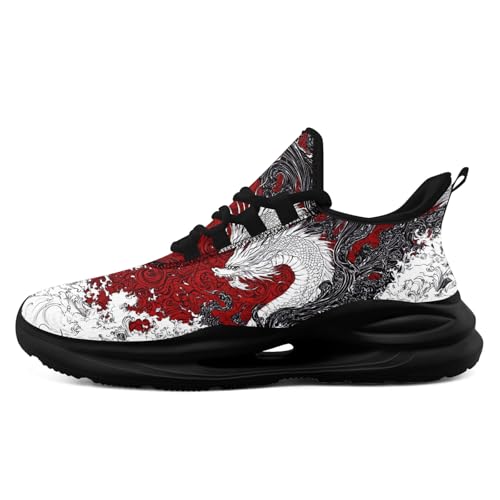 coolcustomize Leichte Mesh-Laufschuhe für Herren, atmungsaktive Sneakers mit chinesischem Drachen für das Training im Fitnessstudio von coolcustomize