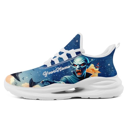 coolcustomize Personalisierbare Halloween Mesh Sneakers für Damen & Herren – Einzigartige Drucke von Totenkopf, Kürbis und Geist, Fügen Sie Ihren Namen hinzu von coolcustomize