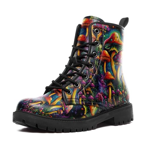coolcustomize Pilzprint-Combat-Stiefel für Damen, bequeme Schnürstiefeletten mit Plateauabsatz, Alltagsmode coolcustomize Pilzprint-Combat-Stiefel für Damen, bequeme Schnürstiefeletten mit Plateauabsatz, Alltagsmode von coolcustomize