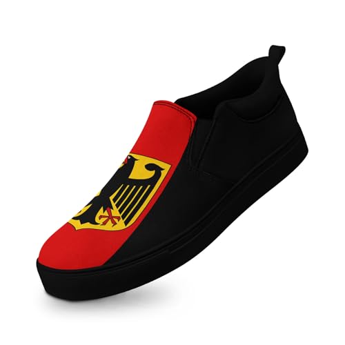 coolcustomize Slip-On Canvas Sneaker Herren & Damen, Deutschlandfarben Flaggen-Design leichte Freizeitschuhe Bequeme Unisex Slipper von coolcustomize
