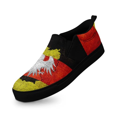coolcustomize Slip-On Canvas Sneaker Herren & Damen, Deutschlandfarben Flaggen-Design leichte Freizeitschuhe Bequeme Unisex Slipper von coolcustomize