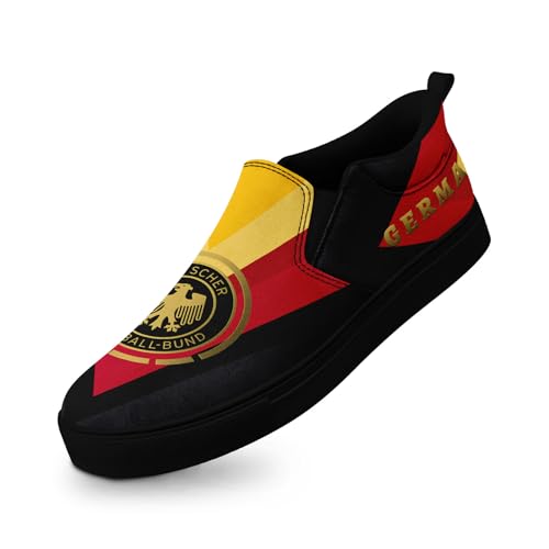 coolcustomize Slip-On Canvas Sneaker Herren & Damen, Deutschlandfarben Flaggen-Design leichte Freizeitschuhe Bequeme Unisex Slipper von coolcustomize