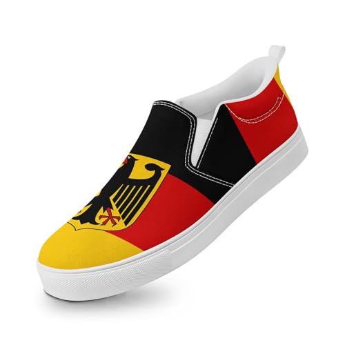 coolcustomize Slip-On Canvas Sneaker Herren & Damen, Deutschlandfarben Flaggen-Design leichte Freizeitschuhe Bequeme Unisex Slipper von coolcustomize