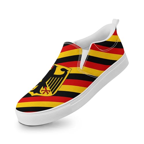 coolcustomize Slip-On Canvas Sneaker Herren & Damen, Deutschlandfarben Flaggen-Design leichte Freizeitschuhe Bequeme Unisex Slipper von coolcustomize
