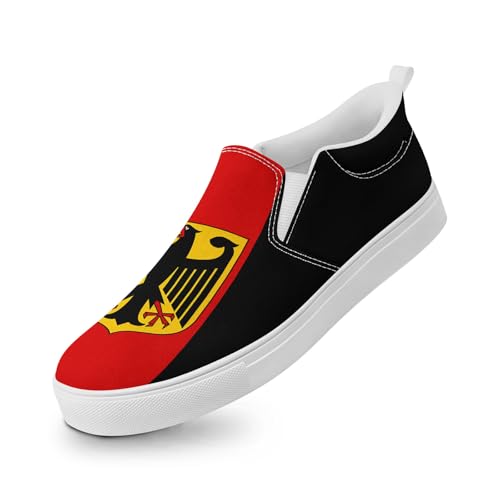 coolcustomize Slip-On Canvas Sneaker Herren & Damen, Deutschlandfarben Flaggen-Design leichte Freizeitschuhe Bequeme Unisex Slipper von coolcustomize
