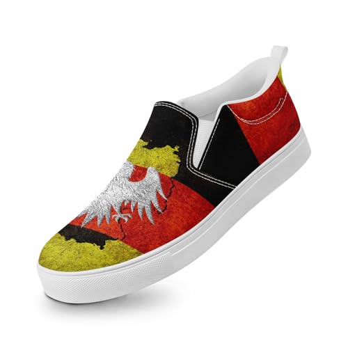 coolcustomize Slip-On Canvas Sneaker Herren & Damen, Deutschlandfarben Flaggen-Design leichte Freizeitschuhe Bequeme Unisex Slipper von coolcustomize
