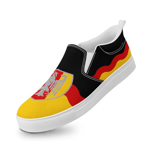 coolcustomize Slip-On Canvas Sneaker Herren & Damen, Deutschlandfarben Flaggen-Design leichte Freizeitschuhe Bequeme Unisex Slipper von coolcustomize