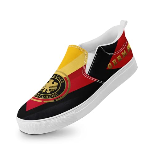 coolcustomize Slip-On Canvas Sneaker Herren & Damen, Deutschlandfarben Flaggen-Design leichte Freizeitschuhe Bequeme Unisex Slipper von coolcustomize