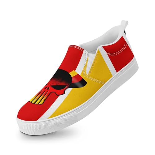 coolcustomize Slip-On Canvas Sneaker Herren & Damen, Deutschlandfarben Flaggen-Design leichte Freizeitschuhe Bequeme Unisex Slipper von coolcustomize