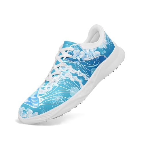 coolcustomize Stylische Spikeless Golfschuhe für Damen & Herren - Hawaiian Ocean Print, Wasserdicht, Leichte Golf Trainer, Atmungsaktiver Komfort von coolcustomize