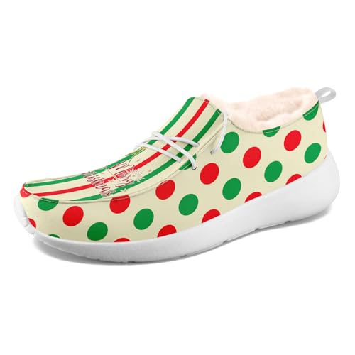 coolcustomize Unisex Slipper mit Plüschfutter, Canvas warme Slip-On Mokassins, Casual Boat Shoes mit Weihnachts-Print von coolcustomize