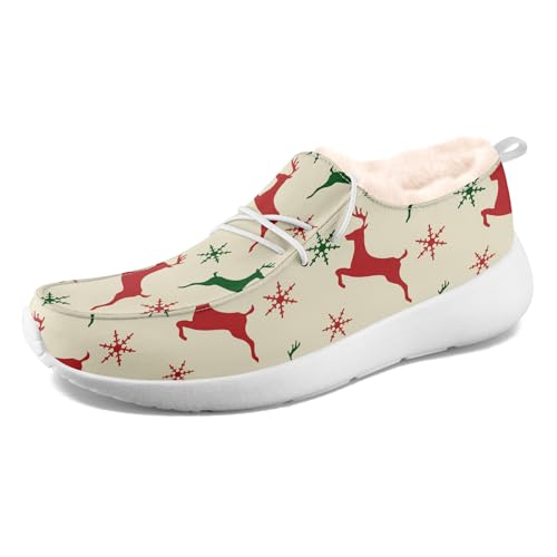coolcustomize Unisex Slipper mit Plüschfutter, Canvas warme Slip-On Mokassins, Casual Boat Shoes mit Weihnachts-Print von coolcustomize