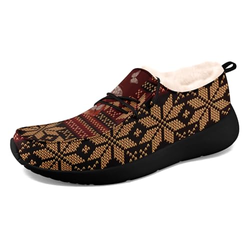 coolcustomize Unisex Slipper mit Plüschfutter, Canvas warme Slip-On Mokassins, Casual Boat Shoes mit Weihnachts-Print von coolcustomize